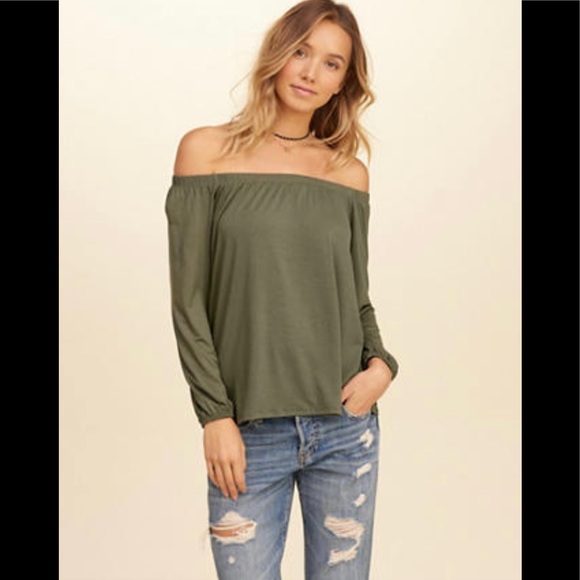 Hollister Tops - Hollister Olive off the shoulder top